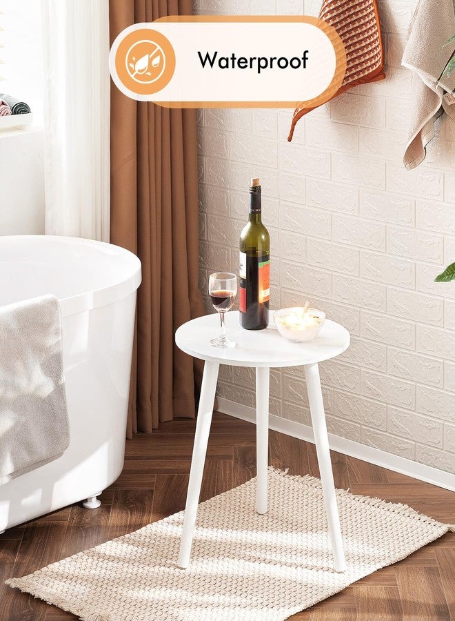 Apicizon Small Round Side Tables End Table Bedroom, White Nightstand Bedside Table for Living Room, Coffee Table with White Wood Legs, 16.5 x 20.5 Inches - Image 4